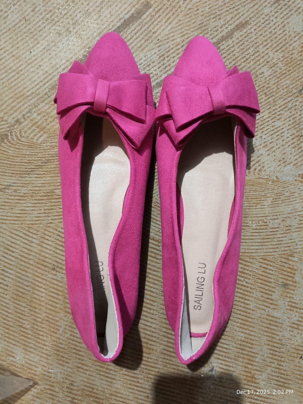 Sailing Lu Women Sz44 Flats Pink Bow Pointed Toe Slip On Shoes Drag Ballet Strip